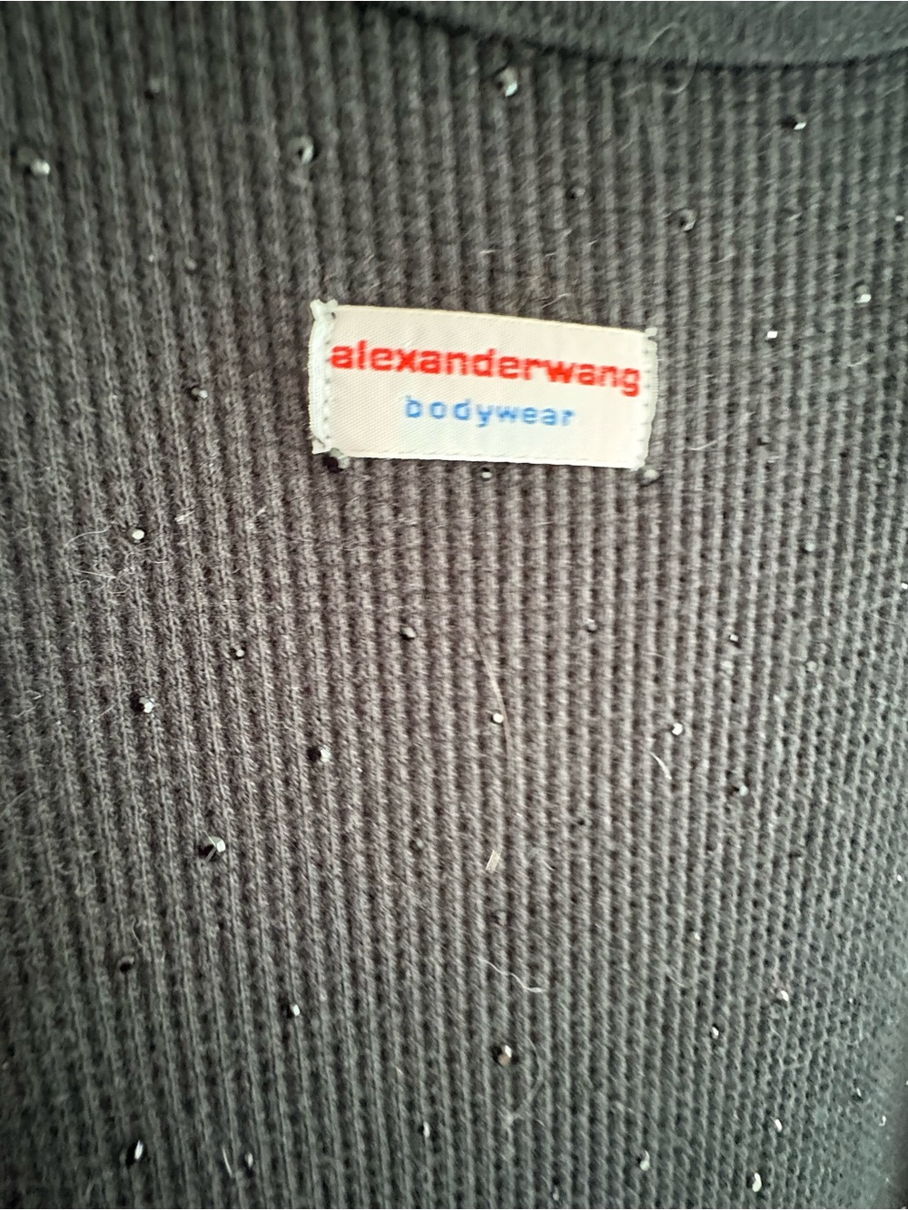 Alexander Wang Black Ribbed Tank Dress with Logo Patch - Picture 6 of 6